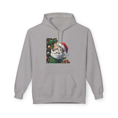 Kitten hiding in Christmas stocking Unisex Fleece Hoodie style 2
