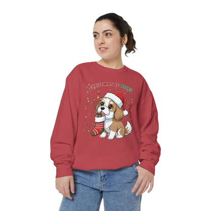 Puppy wait for Christmas presents Unisex Crewneck Sweatshirt style 5