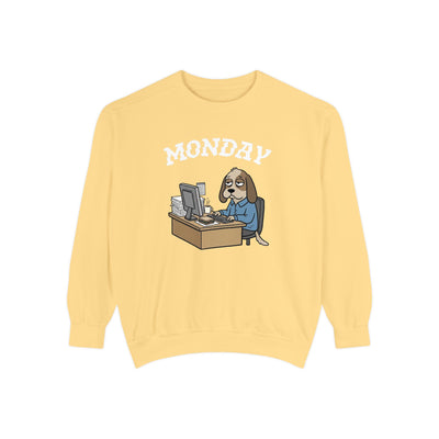 Monday Face Dog Stares Blankly Unisex Crewneck Sweatshirt style 4