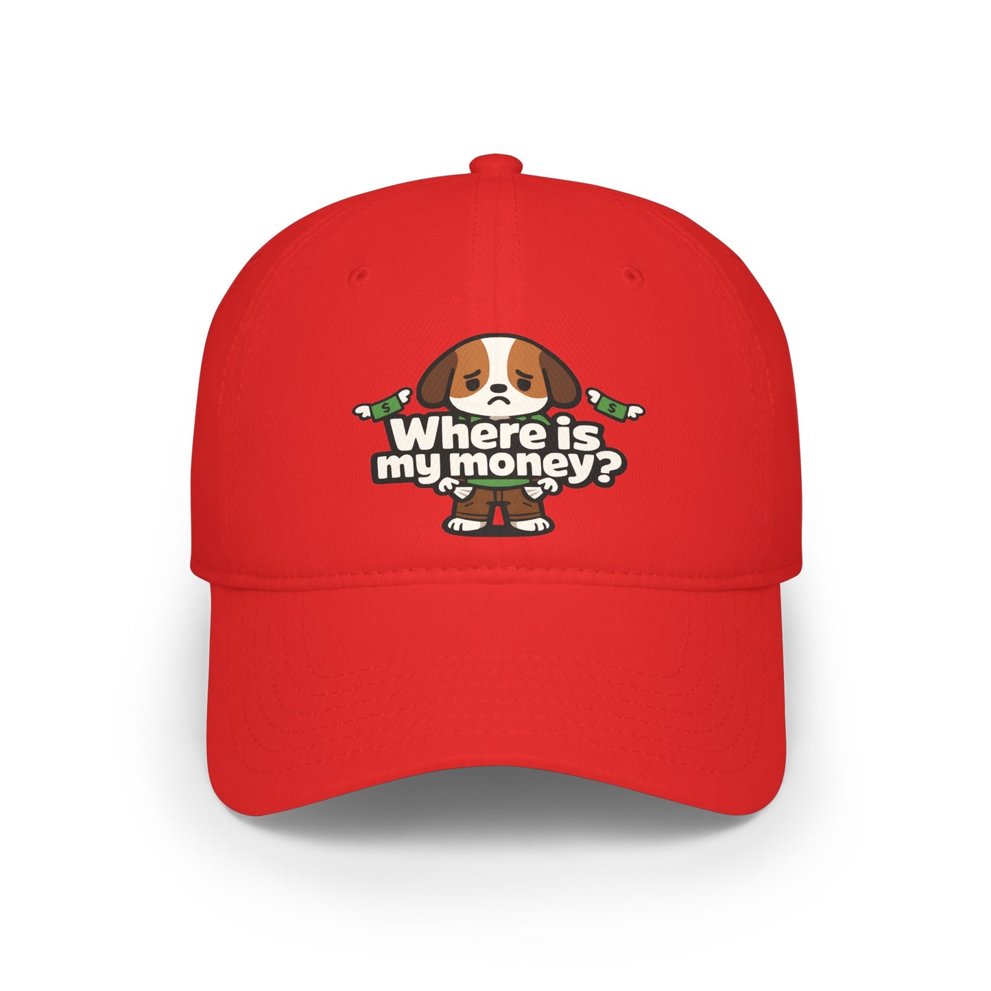 Where is my money Cute Dog Low Profile Cap Hat