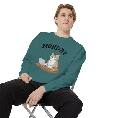 Monday Face Cat Stares Blankly Unisex Crewneck Sweatshirt style 4