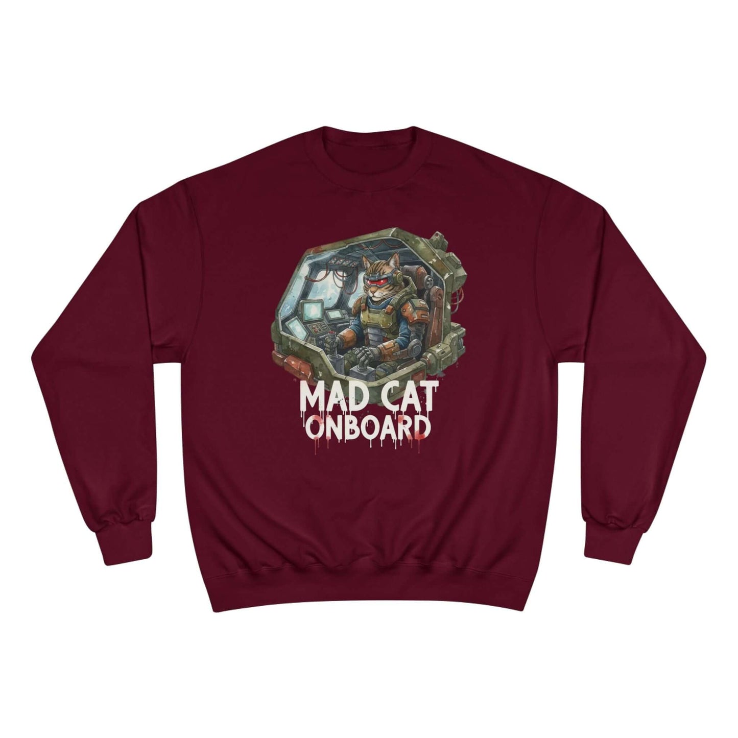 Mad Cat Onboard Graphic Champion Crewneck Sweatshirt style 1