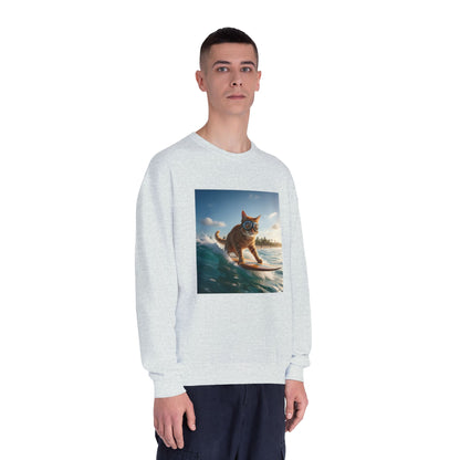 Surfing Cat Unisex NuBlend Crewneck Sweatshirt style 1