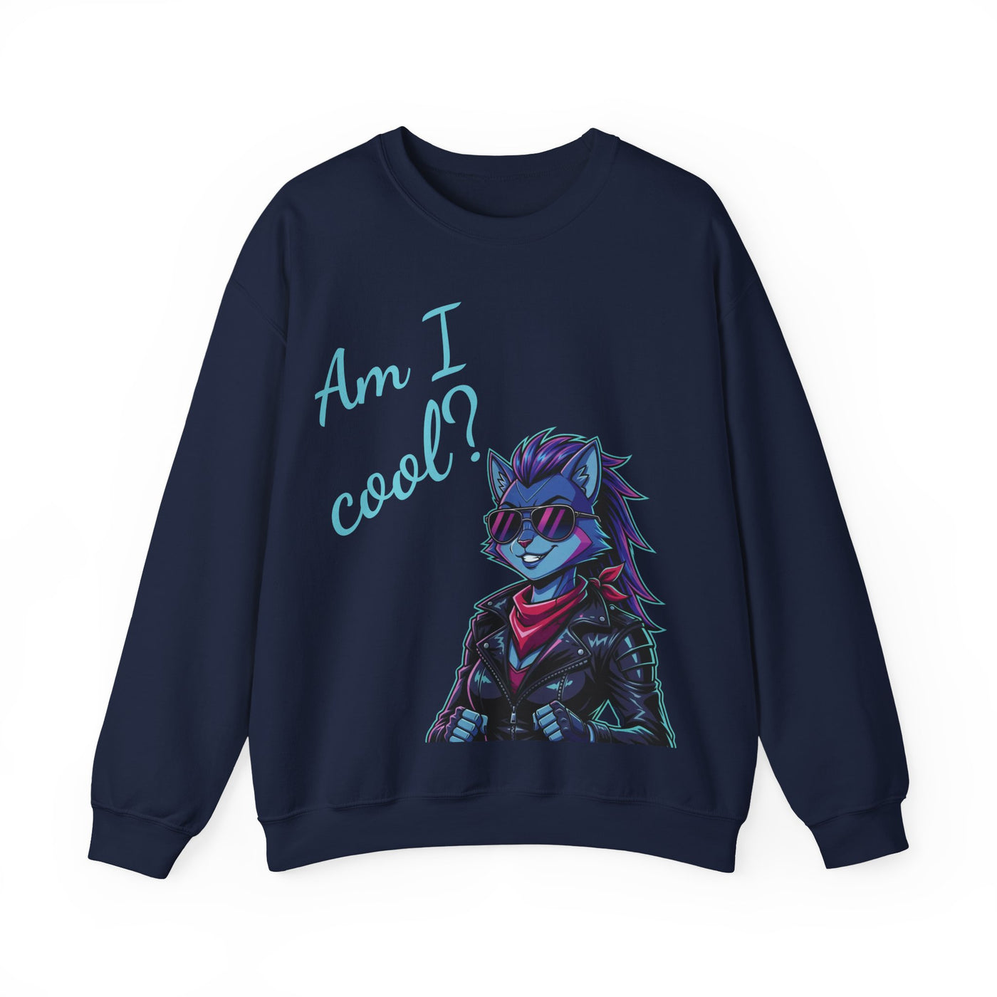 Cool Cat style 2 Unisex Crewneck Sweatshirt | Cozy Gift for Cat Lovers, Casual Wear, Unique Graphic Sweatshirt, Birthday Gift, Everyday Style
