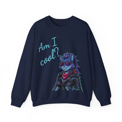 Cool Cat style 2 Unisex Crewneck Sweatshirt | Cozy Gift for Cat Lovers, Casual Wear, Unique Graphic Sweatshirt, Birthday Gift, Everyday Style