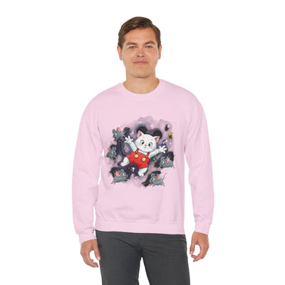 Watercolor painting style 2 Men & Women Cute Cat Pile Crewneck Sweatshirt