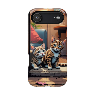 Cute Cats Magnetic Phone Case comic style 1, Cat Lover Gift, Impact-Resistant iPhone Case, Funny Pet Accessory, Unique Animal Design