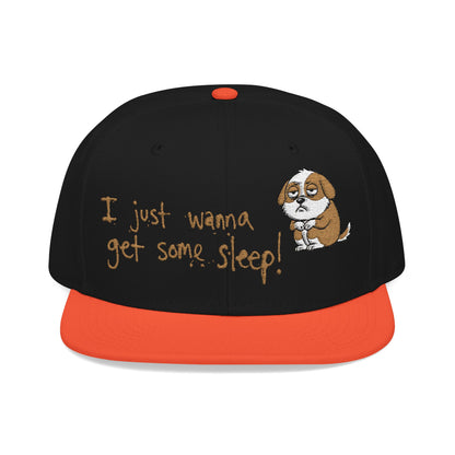 I just wanna get some sleep Embroidered Cute Puppy Snapback Hat