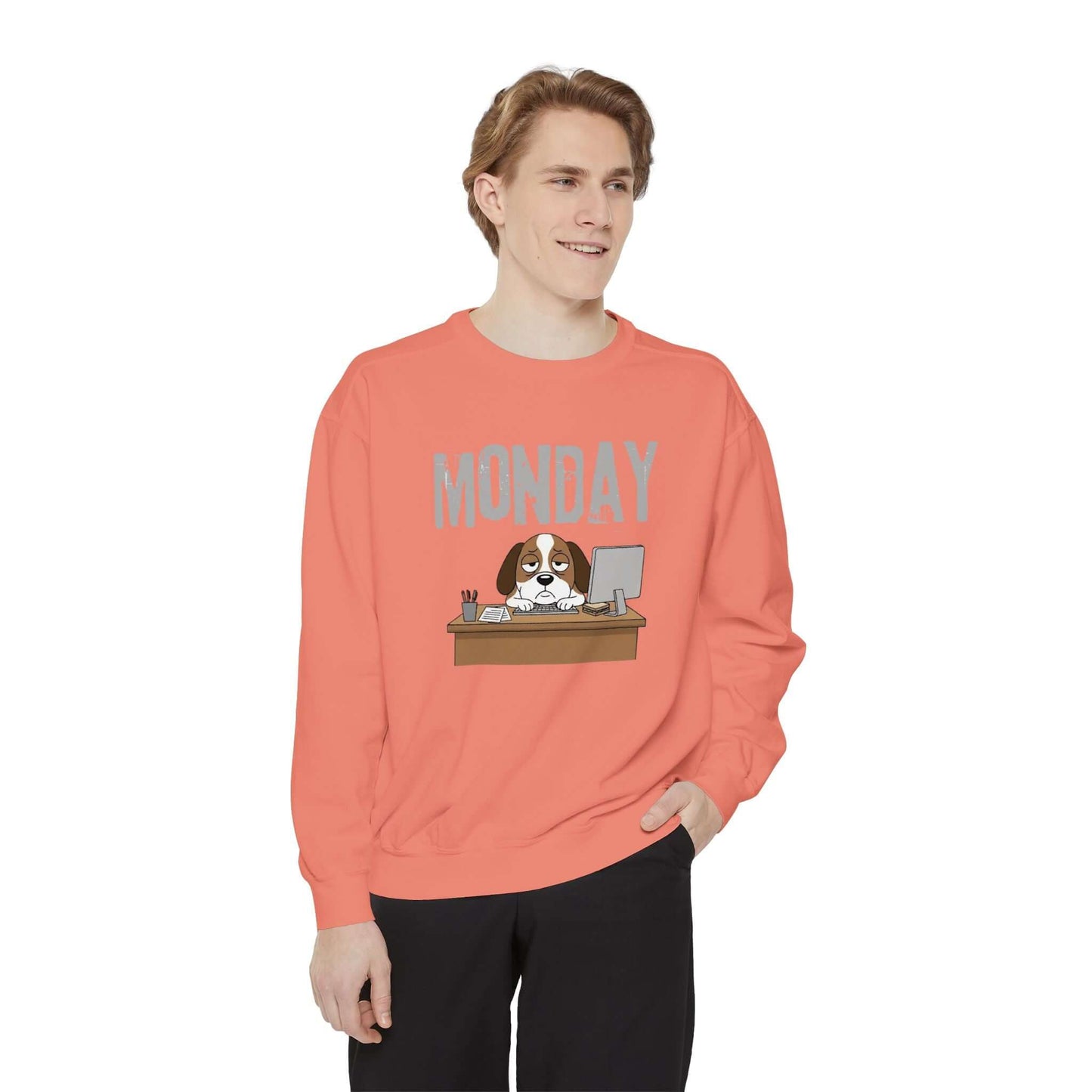 Monday Face Dog Stares Blankly Unisex Crewneck Sweatshirt style 6