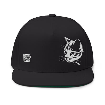 Cat Embroidered Flat Bill Cap style 1, Funny Cat Hat, Adjustable Snapback, Gifts for Cat Lovers, Unique Cat Apparel