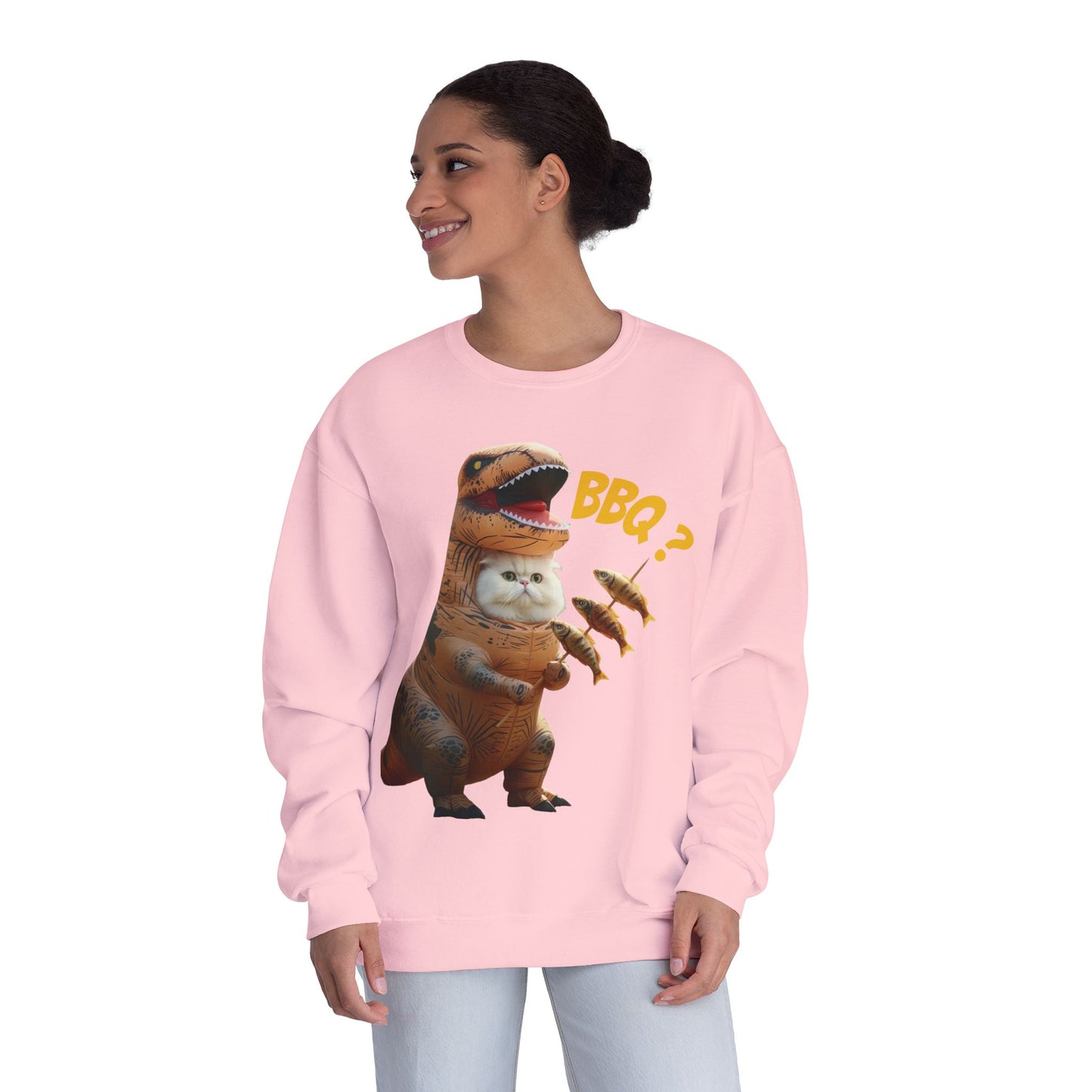 Tyrannosaurus Cat BBQ Unisex NuBlend Crewneck Sweatshirt