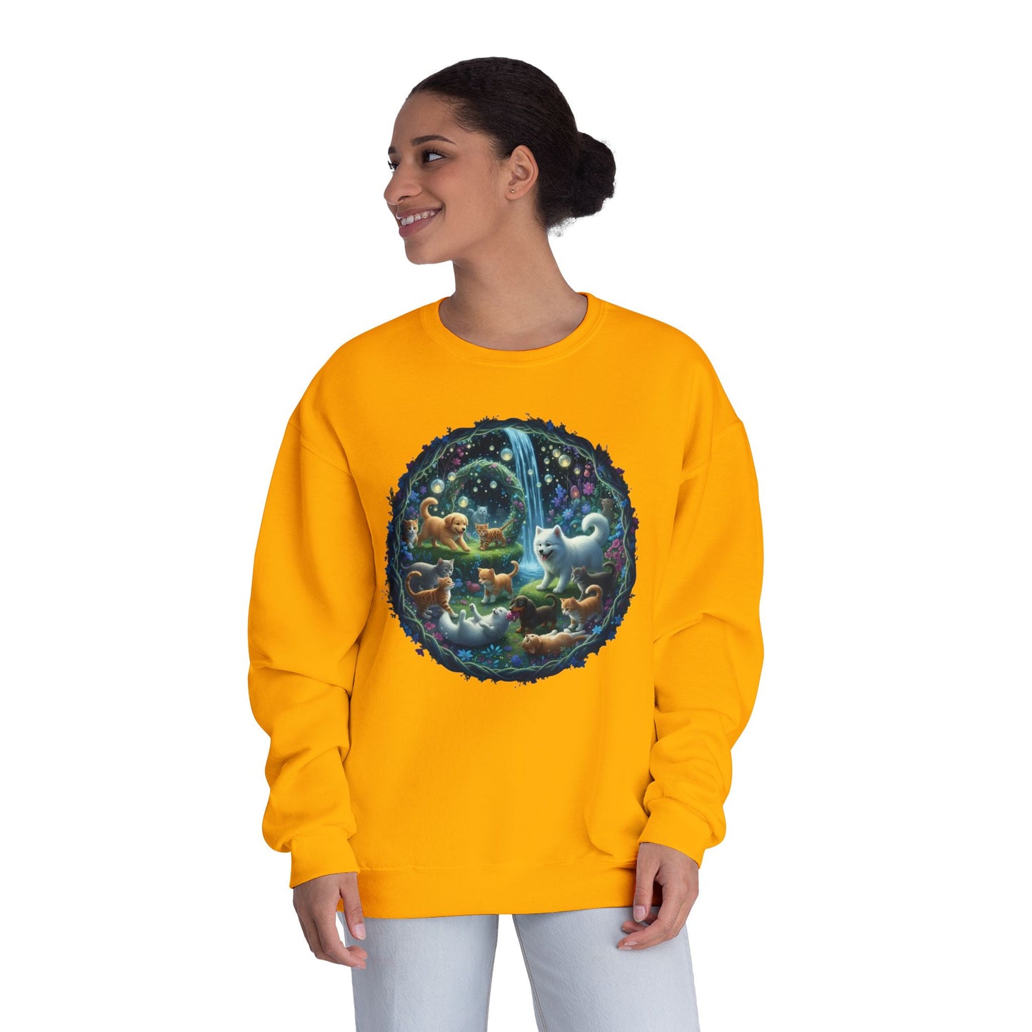 Cats & Dogs Happy Garden Unisex NuBlend Crewneck Sweatshirt style2