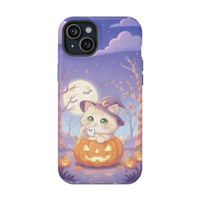 Halloween cute kitten anime style 1 Magnetic Phone Case, Cat Lover Gift, Impact-Resistant iPhone Case, Funny Pet Accessory, Unique Animal Design