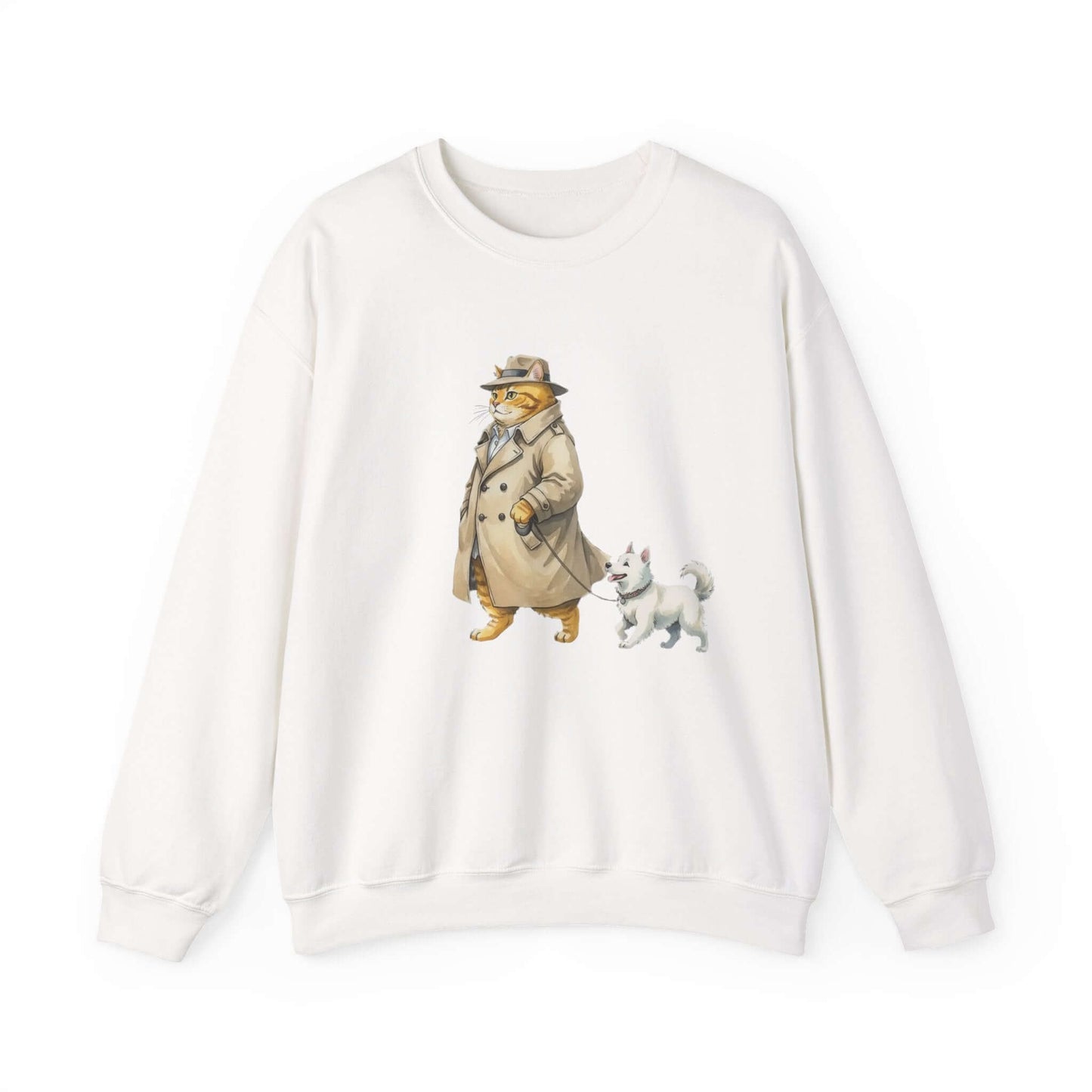 Watercolor Cat & Dog painting unisex Crewneck Sweatshirt style 2