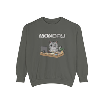 Monday Face Cat Stares Blankly Unisex Crewneck Sweatshirt style 2