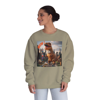 Tyrannosaurus Cat in city Unisex NuBlend Sweatshirt style 1
