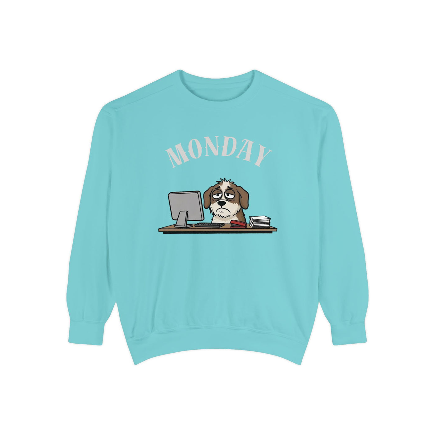 Monday Face Dog Stares Blankly Unisex Crewneck Sweatshirt style 5