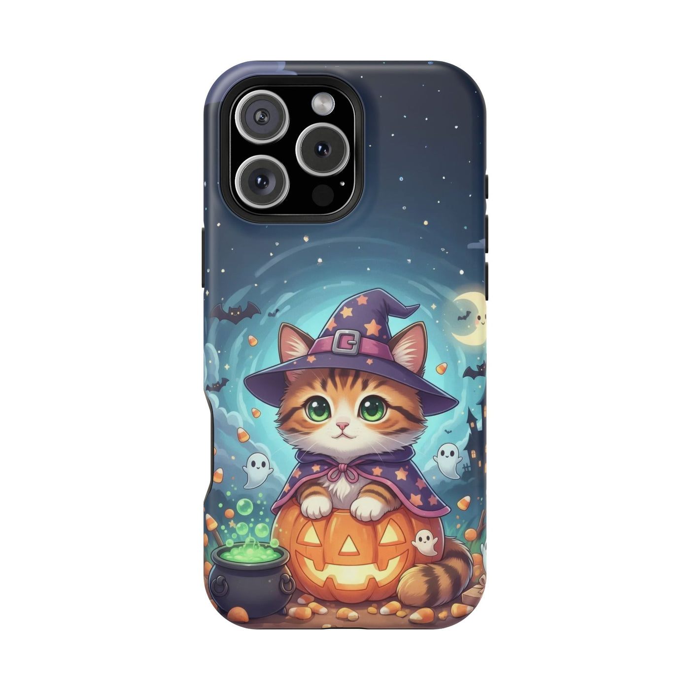 Halloween cute kitten anime style 2 Magnetic Phone Case, Cat Lover Gift, Impact-Resistant iPhone Case, Funny Pet Accessory, Unique Animal Design
