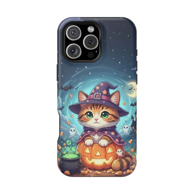 Halloween cute kitten anime style 2 Magnetic Phone Case, Cat Lover Gift, Impact-Resistant iPhone Case, Funny Pet Accessory, Unique Animal Design
