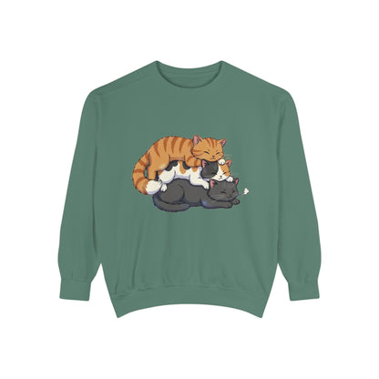 3 Cute Sleeping Cats Cozy Graphic Unisex Crewneck Sweatshirt style 6