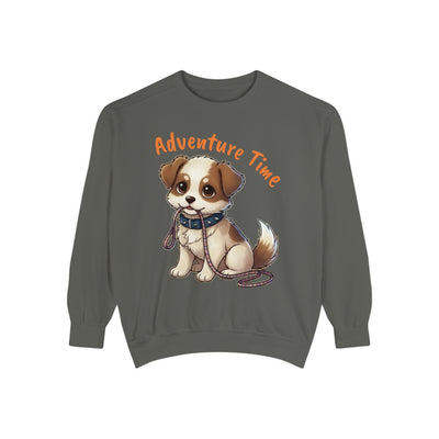 Cute Dog Walk Time style 4 Cozy Graphic Unisex Crewneck Sweatshirt