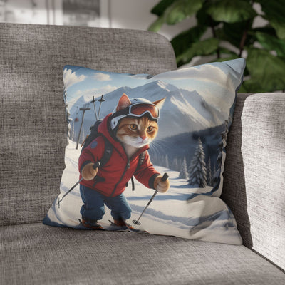 Skiing Cat Pillowcase - Fun & Cozy Decorative Pillowcase