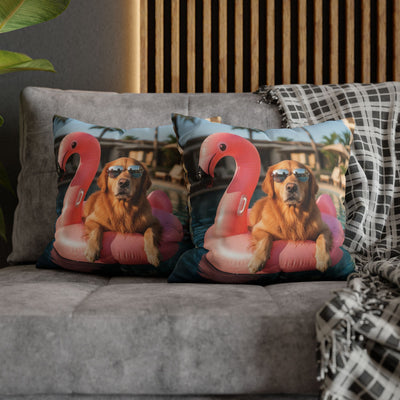 Relaxing Dog Swimming Pillowcase - Cozy Spun Polyester Decorative Pillowcase for Dog Lovers