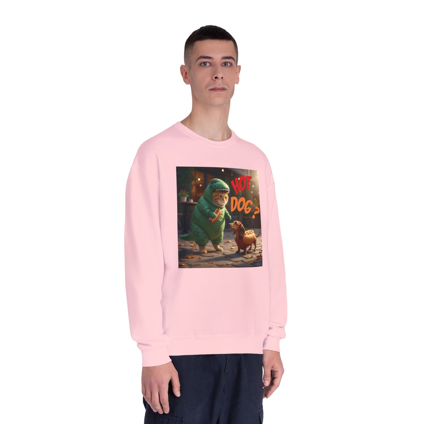 Tyrannosaurus Cat & Hot Dog Unisex NuBlend Sweatshirt