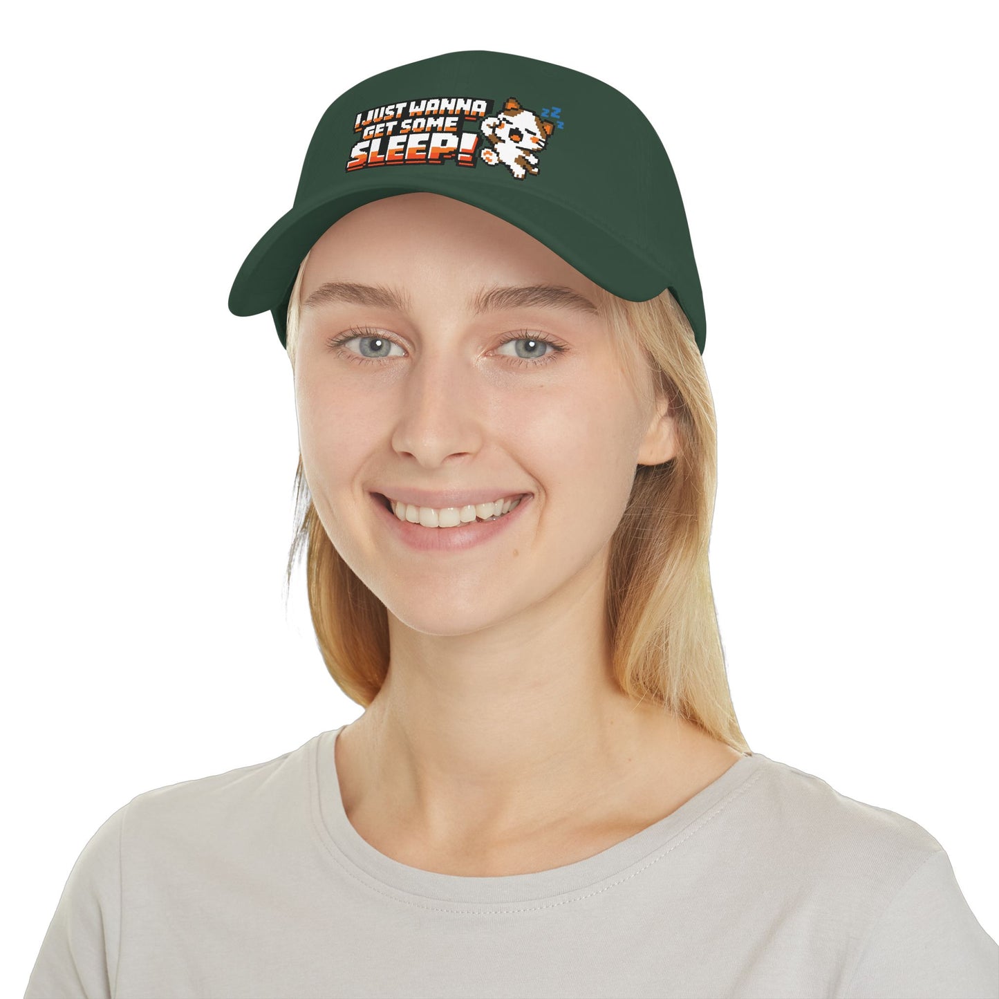 I Just Wanna Get Some Sleep Pixel Cat Low Profile Cap Hat