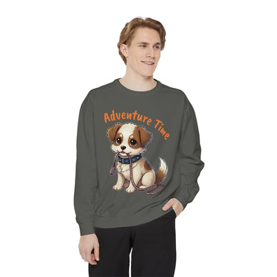 Cute Dog Walk Time style 4 Cozy Graphic Unisex Crewneck Sweatshirt