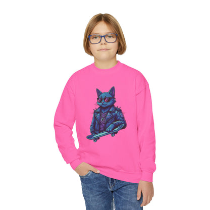 Cool Cat - Cozy Unisex Youth Crewneck Sweatshirt style 2