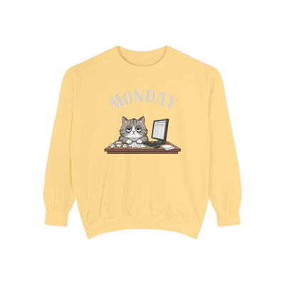 Monday Face Cat Stares Blankly Unisex Crewneck Sweatshirt style 5