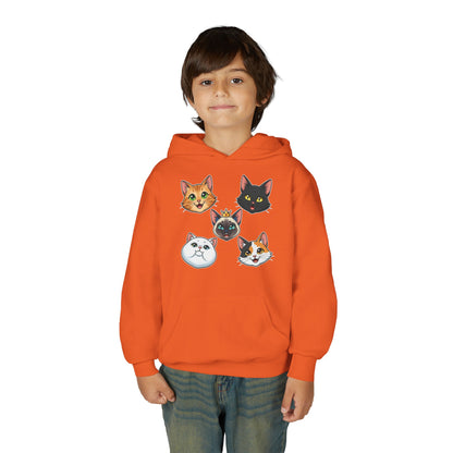 Fun Cat Heads Unisex Youth & Kids Heavy Blend Hoodie