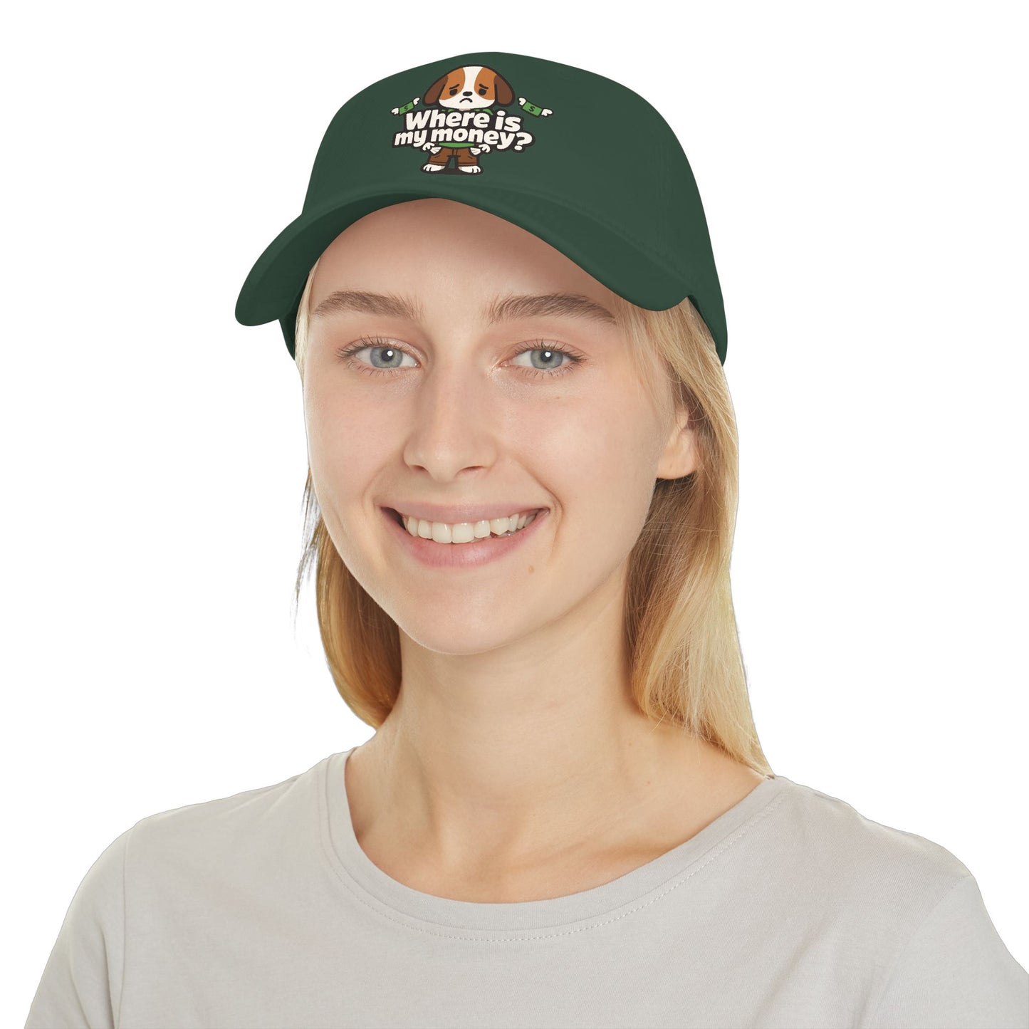 Where is my money Cute Dog Low Profile Cap Hat