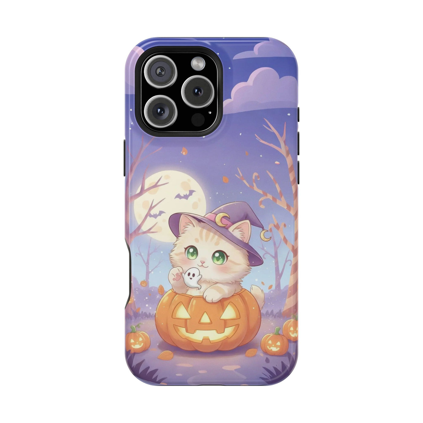 Halloween cute kitten anime style 1 Magnetic Phone Case, Cat Lover Gift, Impact-Resistant iPhone Case, Funny Pet Accessory, Unique Animal Design