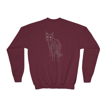 Black Cat - Cozy Unisex Youth Crewneck Sweatshirt style 1