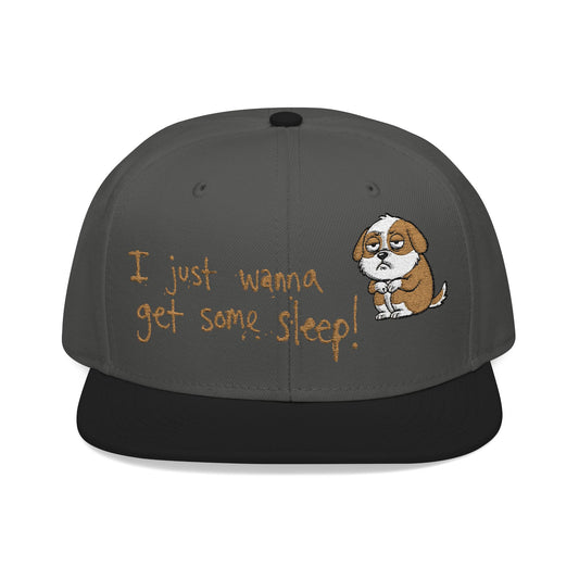 I just wanna get some sleep Embroidered Cute Puppy Snapback Hat