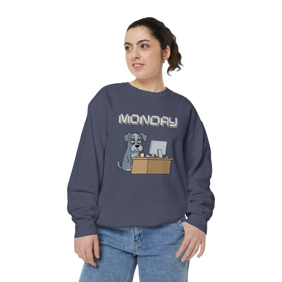 Monday Face Dog Stares Blankly Unisex Crewneck Sweatshirt style 2