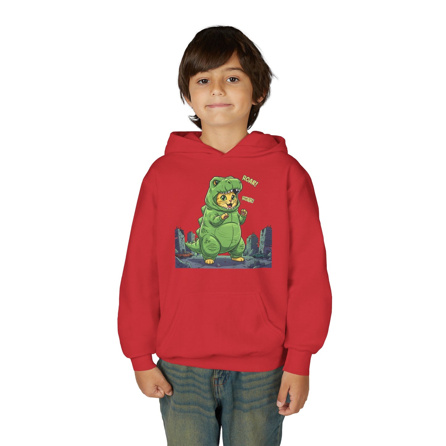 Cat cosplay Godzilla Unisex Kids Hoodie style 2