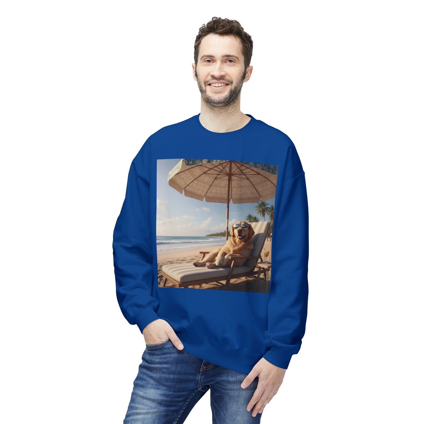 Beach Vibes Dog Graphic Unisex Crewneck Sweatshirt