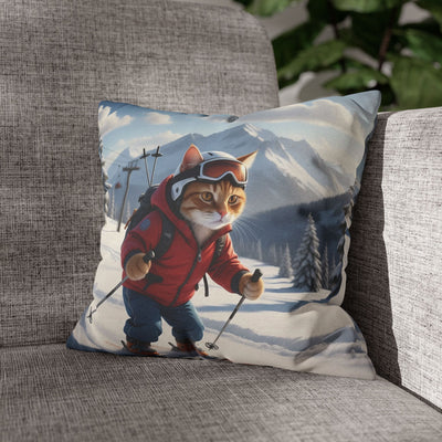 Skiing Cat Pillowcase - Fun & Cozy Decorative Pillowcase