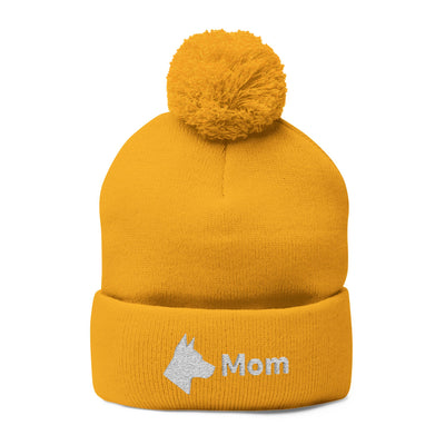 Embroidered Dog Mom Pom-Pom Knit Cap