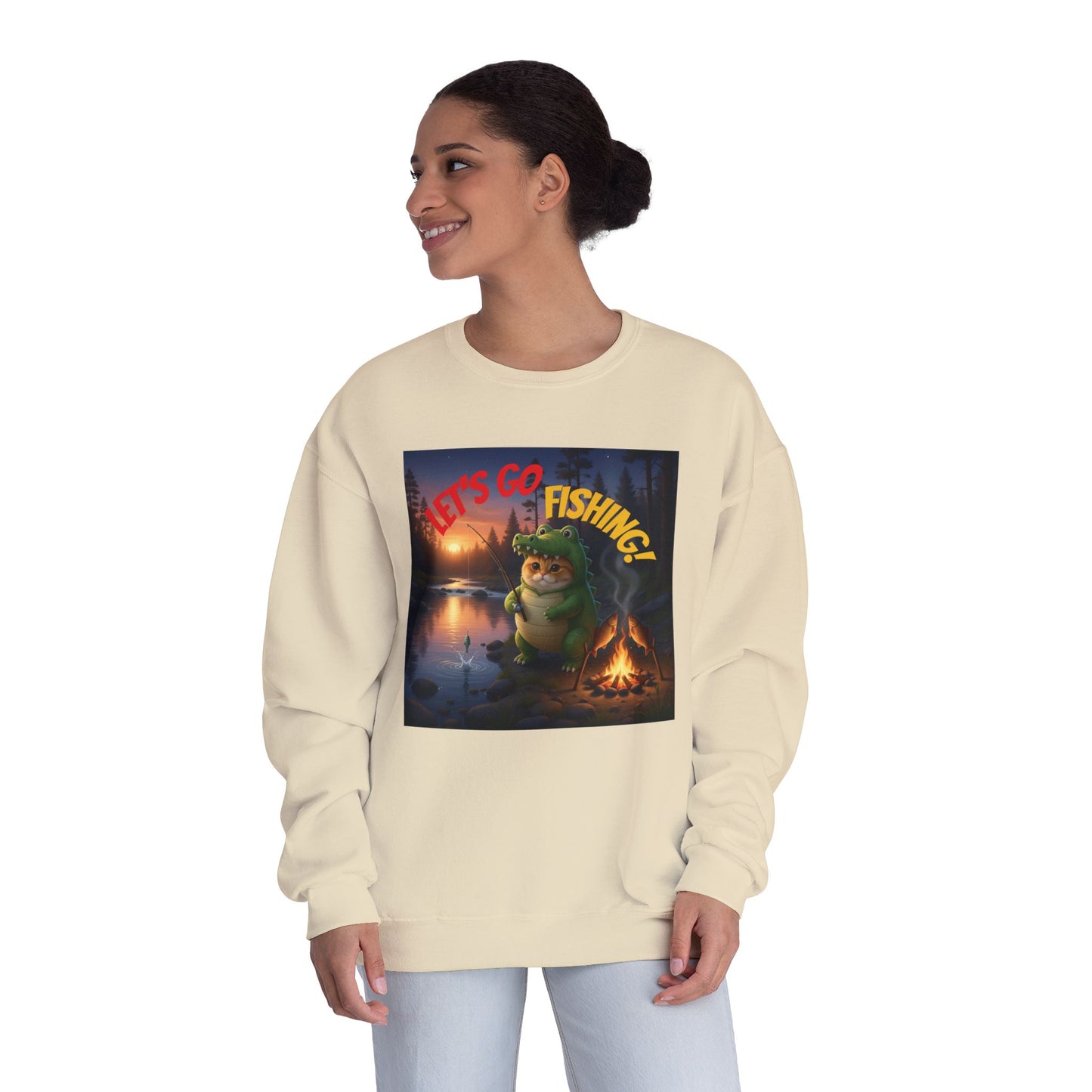 Crocodile Cat Fishing Unisex NuBlend Sweatshirt style 2