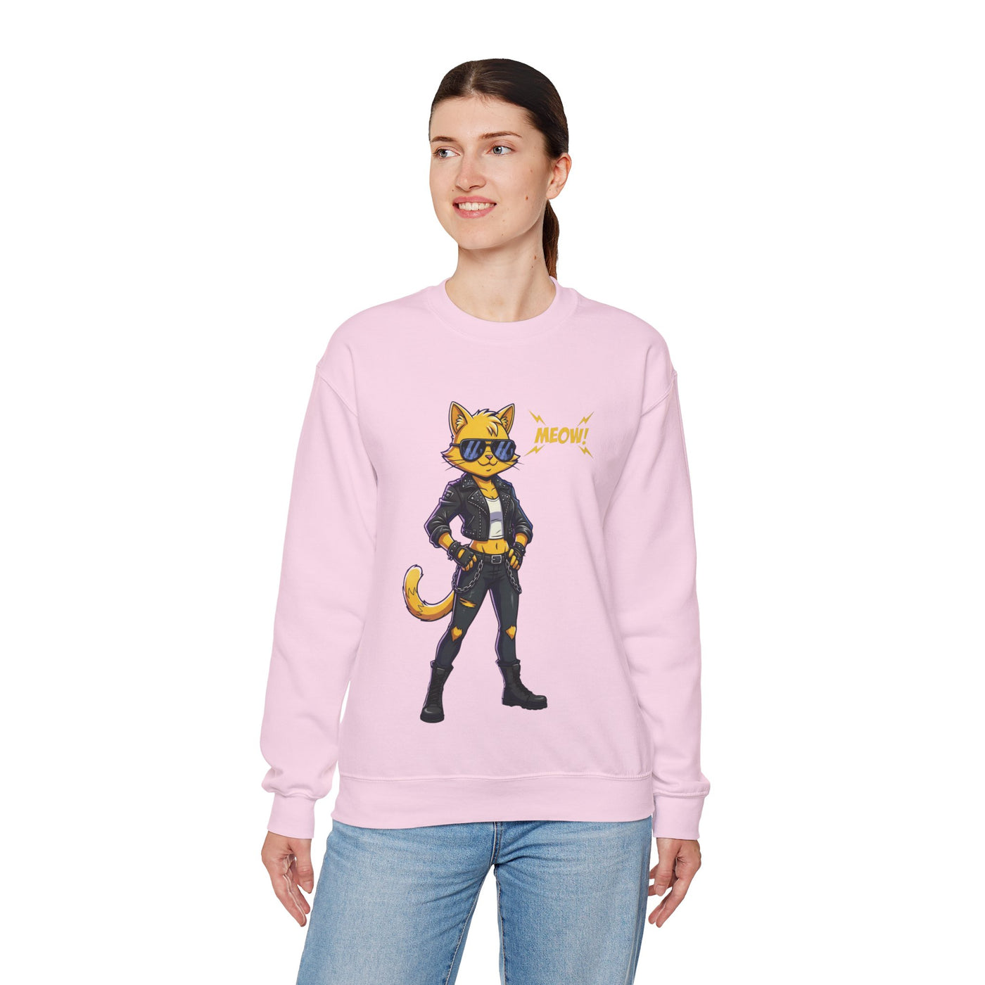 Cool Cat style 4 Unisex Crewneck Sweatshirt | Cozy Gift for Cat Lovers, Casual Wear, Unique Graphic Sweatshirt, Birthday Gift, Everyday Style