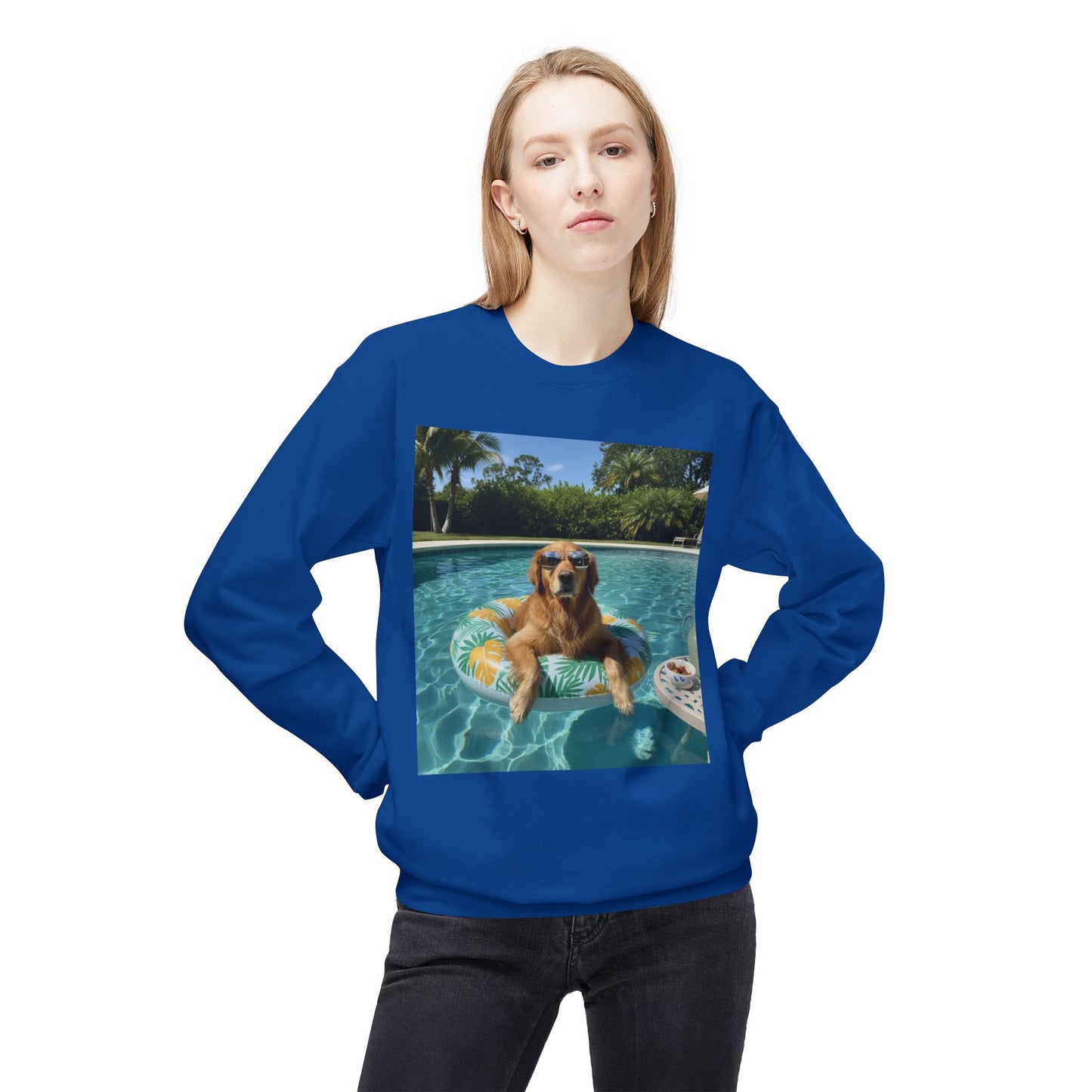 Swimming Pool Vibes Graphic Dog Unisex Crewneck Sweatshirt