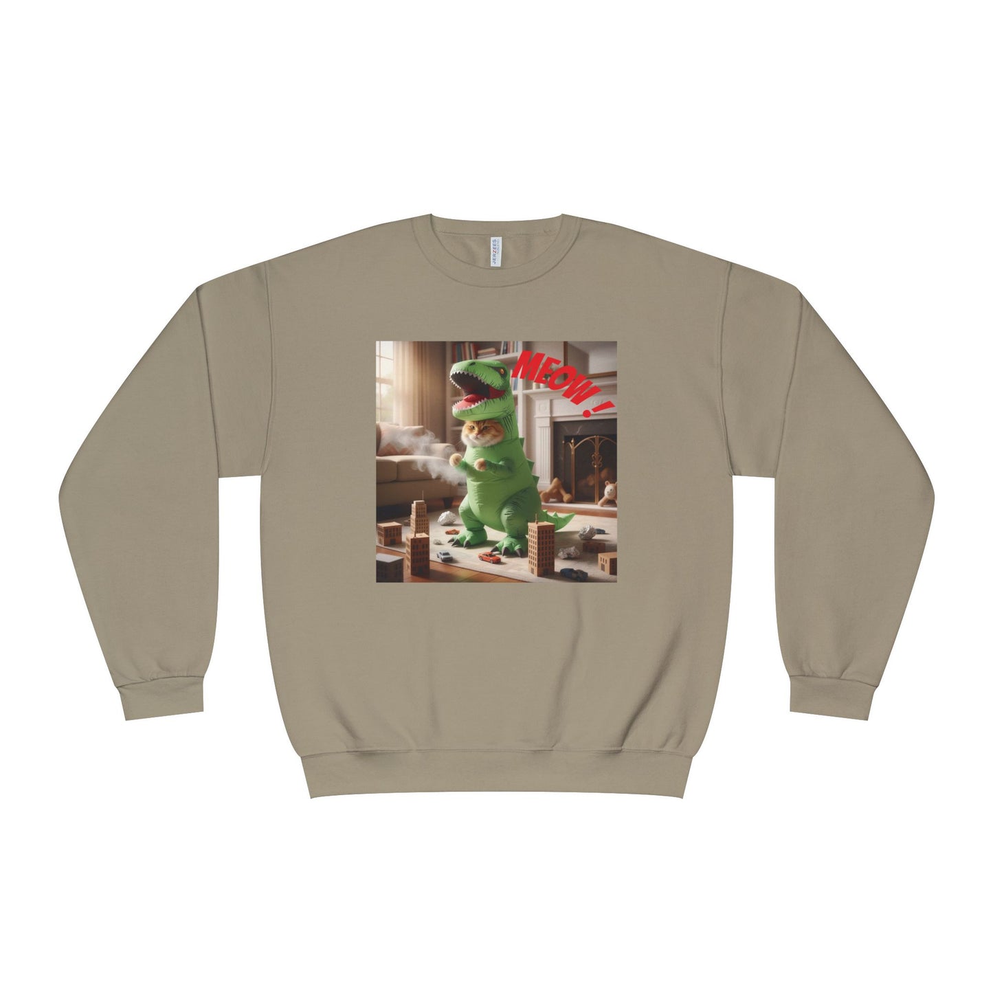 Tyrannosaurus Cat at home Unisex NuBlend Crewneck Sweatshirt