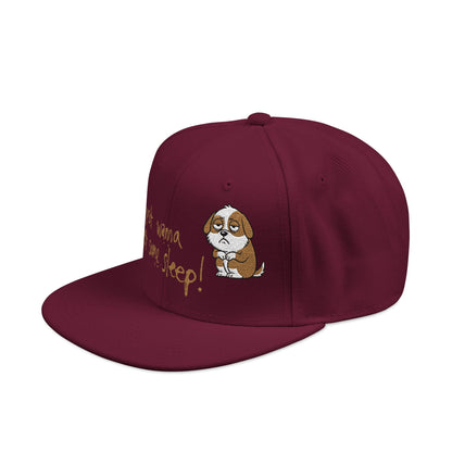I just wanna get some sleep Embroidered Cute Puppy Snapback Hat