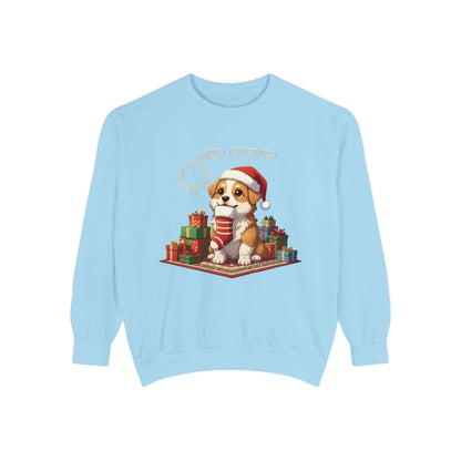 Puppy wait for Christmas presents Unisex Crewneck Sweatshirt style 1