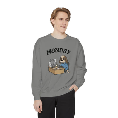 Monday Face Dog Stares Blankly Unisex Crewneck Sweatshirt style 4