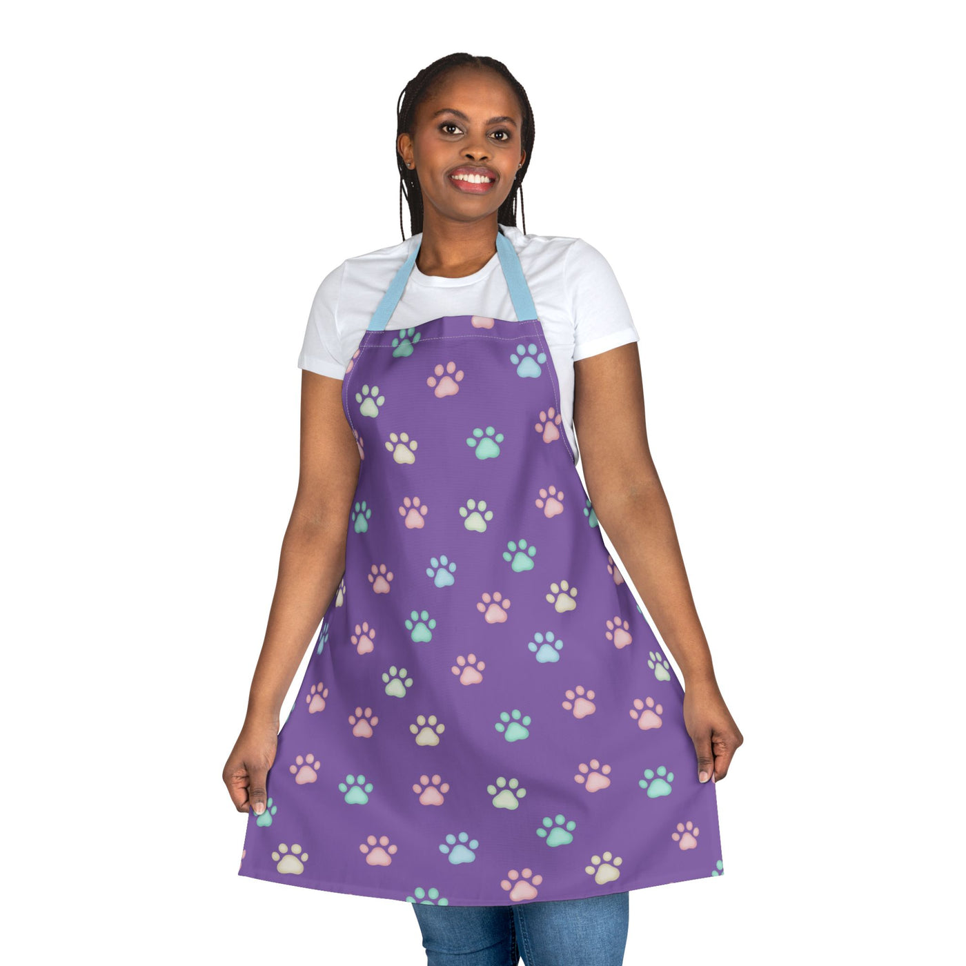 Cute Pet Lover's Apron with 5-Color Straps, Cat Paw Print Kitchen Apron, Gift for Animal Lovers, Cooking Accessory, Pet-Themed Gift
